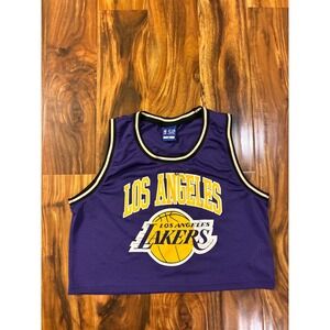 Ultra Game NBA Los Angeles Lakers Cropped Mesh Jersey Purple Womens Medium